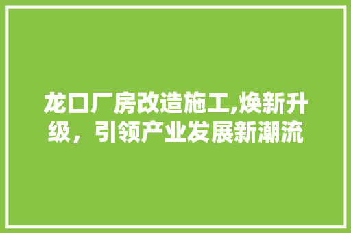 龙口厂房改造施工,焕新升级，引领产业发展新潮流 厨房维修