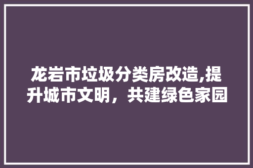 龙岩市垃圾分类房改造,提升城市文明，共建绿色家园