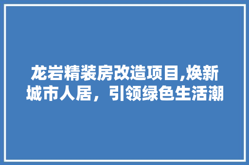 龙岩精装房改造项目,焕新城市人居，引领绿色生活潮流