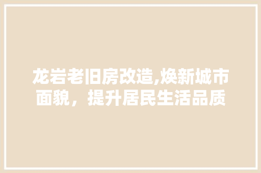 龙岩老旧房改造,焕新城市面貌，提升居民生活品质