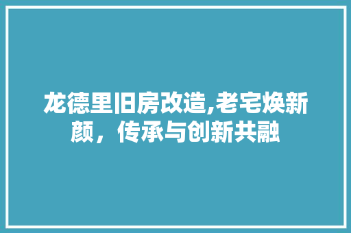 龙德里旧房改造,老宅焕新颜，传承与创新共融