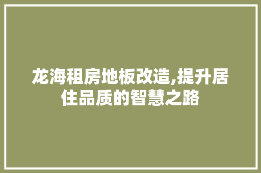 龙海租房地板改造,提升居住品质的智慧之路