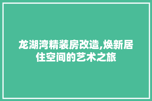 龙湖湾精装房改造,焕新居住空间的艺术之旅