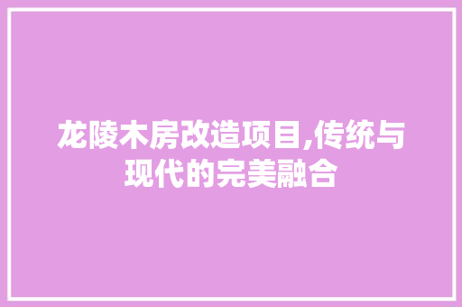 龙陵木房改造项目,传统与现代的完美融合