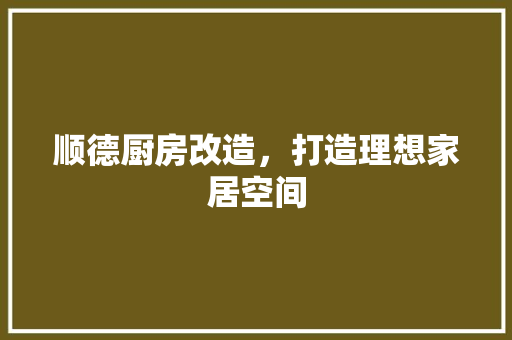 顺德厨房改造，打造理想家居空间