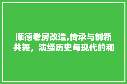 顺德老房改造,传承与创新共舞，演绎历史与现代的和谐交响