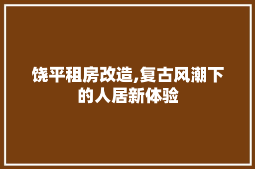 饶平租房改造,复古风潮下的人居新体验