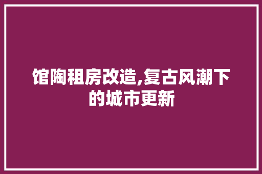 馆陶租房改造,复古风潮下的城市更新