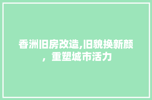 香洲旧房改造,旧貌换新颜，重塑城市活力