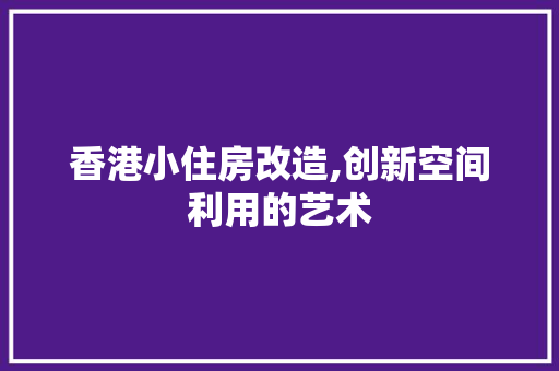香港小住房改造,创新空间利用的艺术