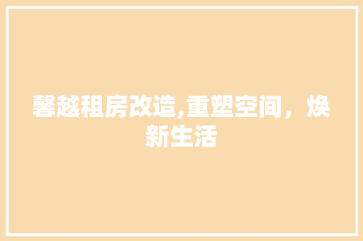 馨越租房改造,重塑空间，焕新生活