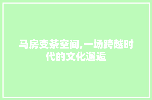 马房变茶空间,一场跨越时代的文化邂逅