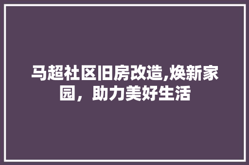 马超社区旧房改造,焕新家园，助力美好生活