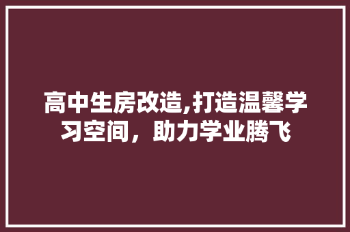 高中生房改造,打造温馨学习空间，助力学业腾飞