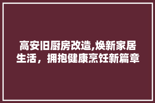 高安旧厨房改造,焕新家居生活，拥抱健康烹饪新篇章