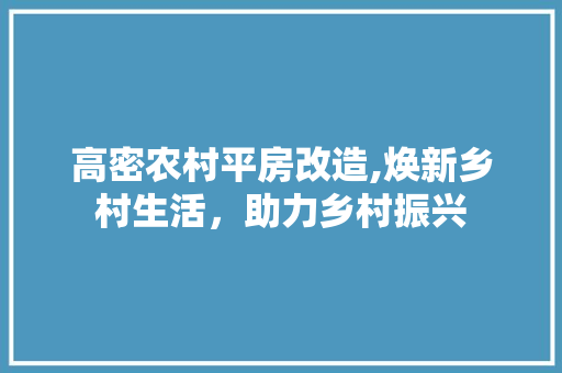 高密农村平房改造,焕新乡村生活，助力乡村振兴