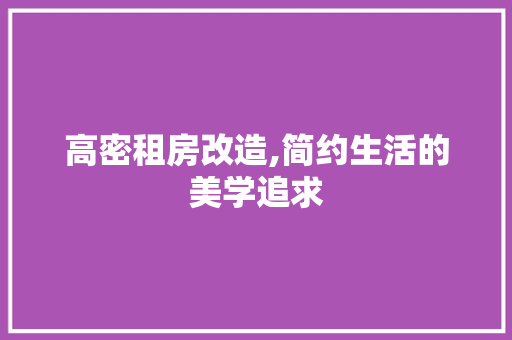 高密租房改造,简约生活的美学追求