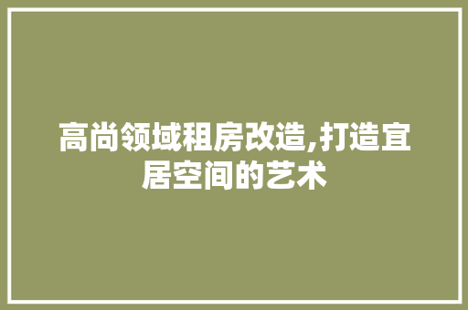 高尚领域租房改造,打造宜居空间的艺术