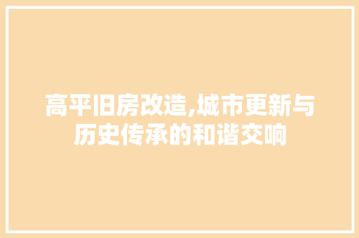 高平旧房改造,城市更新与历史传承的和谐交响