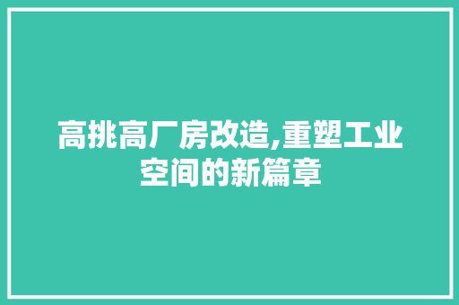 高挑高厂房改造,重塑工业空间的新篇章