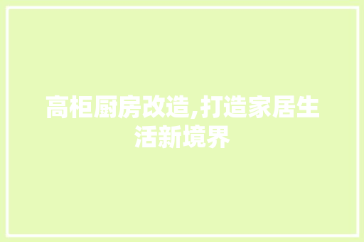 高柜厨房改造,打造家居生活新境界