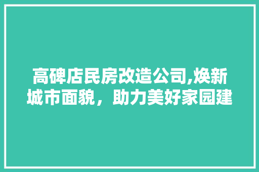 高碑店民房改造公司,焕新城市面貌，助力美好家园建设