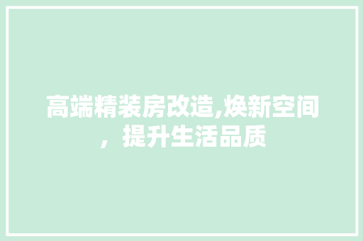高端精装房改造,焕新空间，提升生活品质