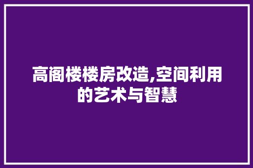 高阁楼楼房改造,空间利用的艺术与智慧