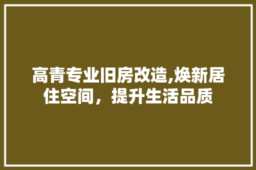 高青专业旧房改造,焕新居住空间，提升生活品质