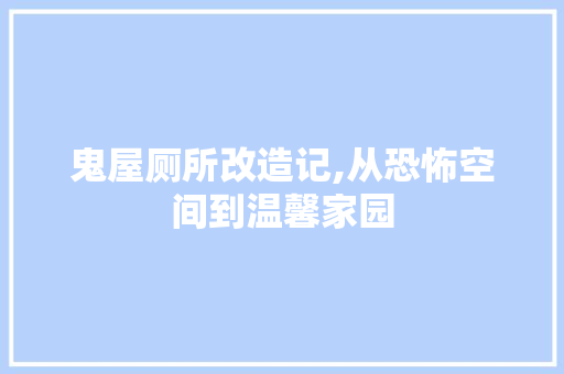鬼屋厕所改造记,从恐怖空间到温馨家园 居家维修