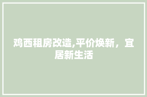 鸡西租房改造,平价焕新，宜居新生活