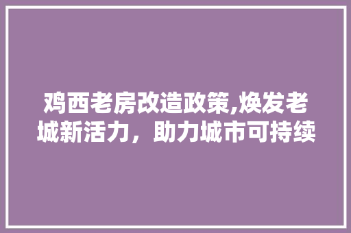 鸡西老房改造政策,焕发老城新活力，助力城市可持续发展