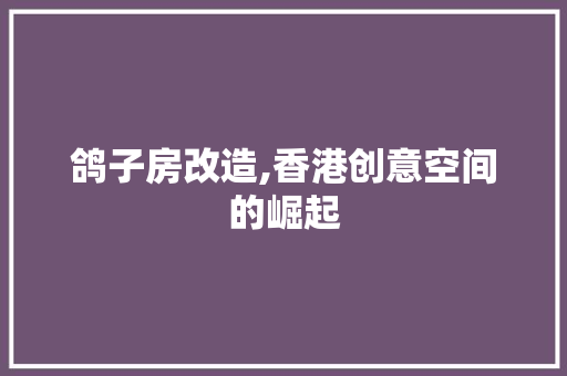 鸽子房改造,香港创意空间的崛起