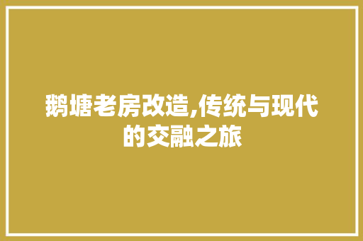 鹅塘老房改造,传统与现代的交融之旅