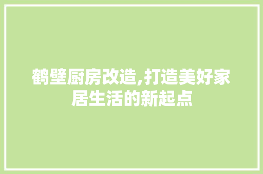 鹤壁厨房改造,打造美好家居生活的新起点