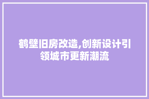 鹤壁旧房改造,创新设计引领城市更新潮流 墙体维修