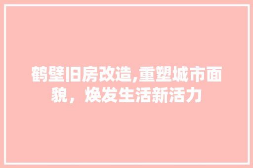 鹤壁旧房改造,重塑城市面貌，焕发生活新活力