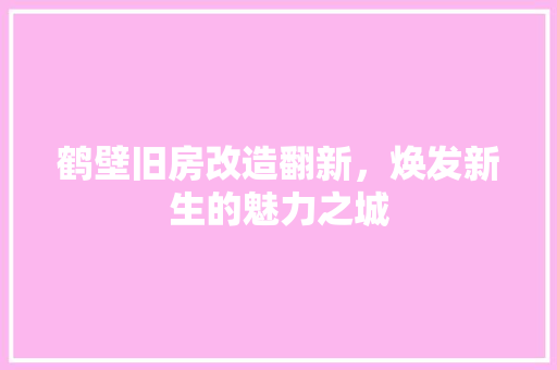 鹤壁旧房改造翻新，焕发新生的魅力之城