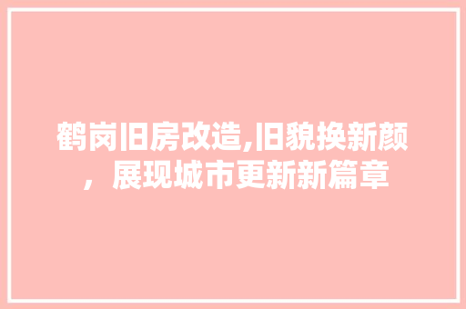 鹤岗旧房改造,旧貌换新颜，展现城市更新新篇章