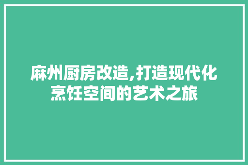 麻州厨房改造,打造现代化烹饪空间的艺术之旅