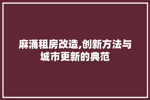 麻涌租房改造,创新方法与城市更新的典范 墙体维修