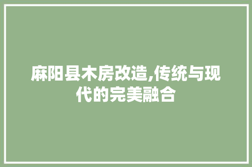 麻阳县木房改造,传统与现代的完美融合