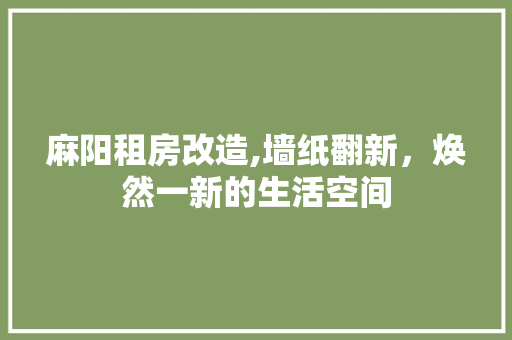 麻阳租房改造,墙纸翻新，焕然一新的生活空间