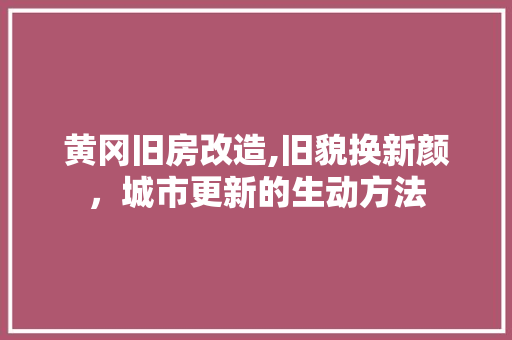 黄冈旧房改造,旧貌换新颜，城市更新的生动方法