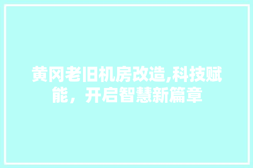 黄冈老旧机房改造,科技赋能，开启智慧新篇章 家电维修
