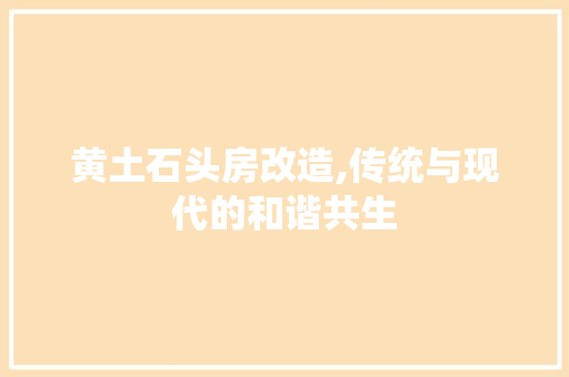 黄土石头房改造,传统与现代的和谐共生