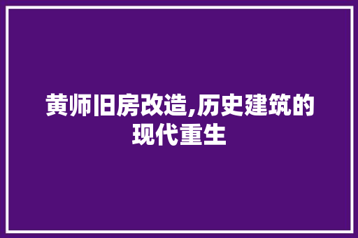 黄师旧房改造,历史建筑的现代重生