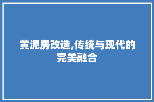 黄泥房改造,传统与现代的完美融合