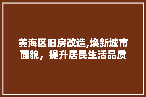 黄海区旧房改造,焕新城市面貌，提升居民生活品质