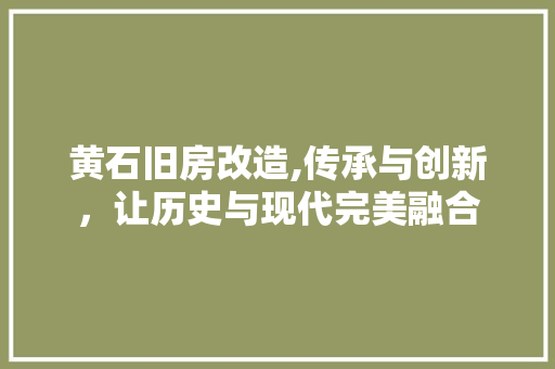 黄石旧房改造,传承与创新，让历史与现代完美融合